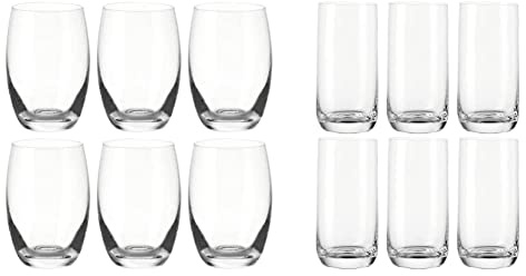 Leonardo Cheers Trink-Gläser, 6er Set, 460 ml, 060413 & Leonardo Daily Trink-Gläser, 6er Set, spülmaschinenfeste Wasser-Gläser, geradlinige Glas-Becher, Getränke-Set, Saft-Gläser, groß, 330 ml, 063325