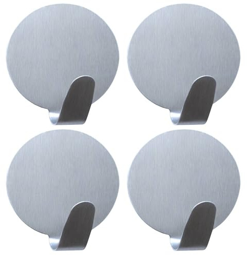 Tatkraft Band - Set mit 4 Selbstklebenden Haken - Handtuchhalter - Silber