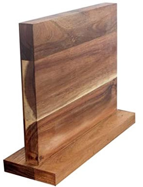 Knife Block Without Knives Magnetic Double-Sided Knife Block Natural Wood Knife Organizer Block Kitchen Scissor Holder Strongly Magnetic Kitchen Organizer