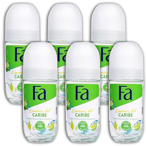 6-pack Fa Limones DEL CARIBE Roll On Deoroller 6 x 50 ml