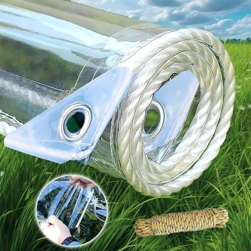 Abdeckplane Mit öSen 3.8 x 4.5 m Transparente Plane Wasserdicht,Regenplane Zeltplane,Abdeckfolie FüR GartenmöBel,Gewächshausfolie,Bauernhof,Boot,Balkon Regenschutz