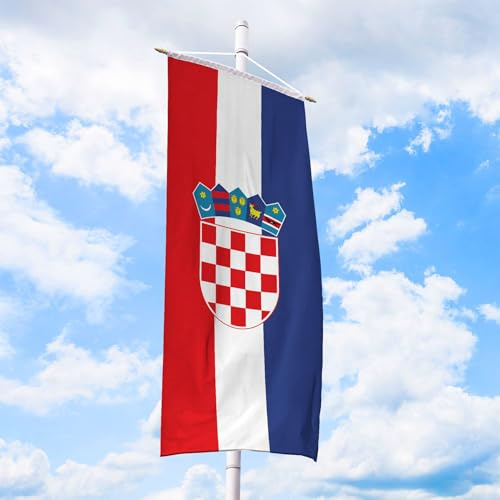 Kroatien Flagge 120 x 300 cm - für Fahnenmast, Kroatienfahne aus reißfestem Fahnen-Polyester-Stoff, Bannerfahne wetterfest und UV-beständig