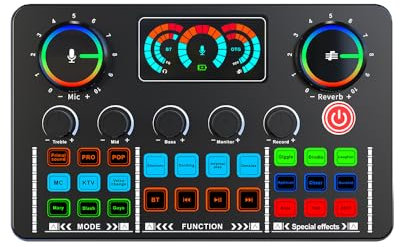 Btuty Tarjeta de Sonido en Vivo Grabación de Audio Escritorio Tarjeta de Sonido para Cantar Mezclador BT Acompañamiento Inalámbrico Plug and Play Cambiador