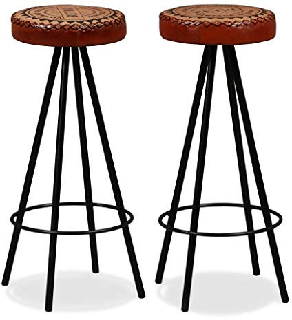 LAPOOH Barhocker 2 STK Barstuhl, Bar Chair, Bar Stools, Tresenstuhl, Barstool, Thekenhocker, Tresenhocker, Küchenhocker, Echtleder
