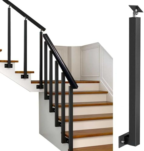 ZJFJMBD Balaustre in Ferro Nero per Gradini delle Scale, Parti della Ringhiera per Montaggio Laterale del Fuso della Scala della Piattaforma per Hotel Home Office, Include Viti e Staffe Piatte