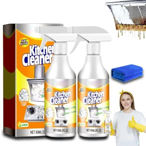 Kitchen Cleaner Spray, Küchenreiniger, Foam Cleaner für die Küche, Schäumender schwerölfleckenreiniger, Allzweck Schaumreiniger, Herd- und Backofenreiniger (2 Stücke)