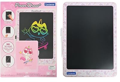Lexibook, Power Draw®, Lavagna Elettronica con Stilo Incluso, Grande Schermo LCD E-Ink da 14’, Cancellazione Infinita, Durata della Batteria di 10.000 Ore, Rosa, CRT14G