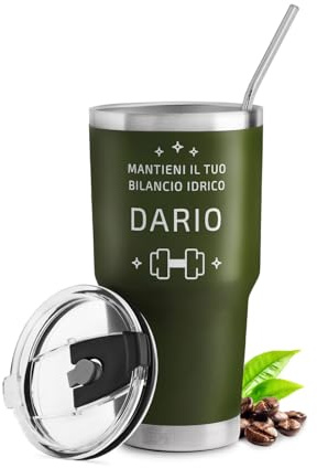 Maverton Tazza termica acciaio inox 800ml, Bicchiere termico con cannuccia | Tazza personalizzata verde, Tazza termica per viaggio accessori utili, Thermos regalo uomo compleanno, Regali uomo