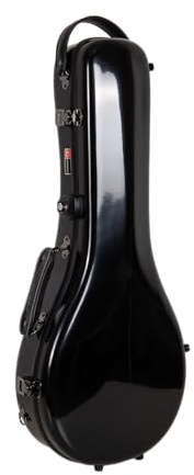 Crossrock A-style Mandolin Case fits Gibson A4 | 100% Fiberglass Hardshell with Brand Latches, TSA Lock, and Detachable Straps-Black (CRF2020MAGBK)
