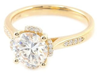 AMDXD Echtgold Schmuck Verlobungsring Gelbgold 14K, Klassiker Partnerringe mit 1ct Moissanit, Au 585 Bandringe, Gr.60 (19.1)