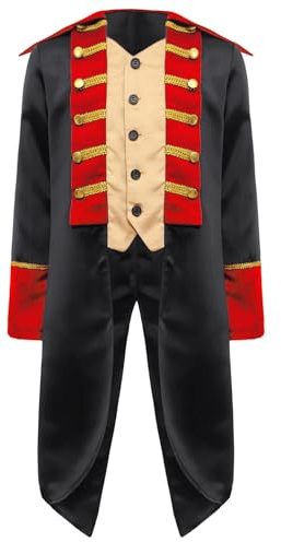 Loodgao Boys Medieval Prince Tailcoat Jacket Kids Christmas Halloween Costume Long Sleeve Victorian Steampunk Frock Coat Black 13-14 Years