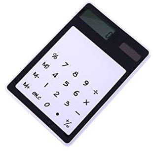 OFFSCH Calculatrice à Écran Tactile Transparente Ultra Fine, Légère Et Compacte, Alimentation Solaire, pour Fournitures De Bureau Et Usage Élève, pour Bureau Et École (Noir