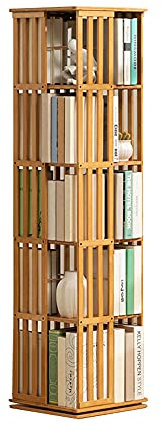 360 ° drehbares Eck-Bücherregal aus Holz, Ausstellungsregal für kleine Räume, hohes bodenstehendes Bücherregal für Wohnzimmer oder Schlafzimmer