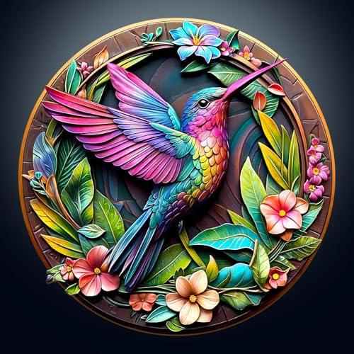 KaayeeWood Holzpuzzle Erwachsene,300 Stück Bunter Kolibri Holzpuzzle,Unregelmäßige Einzigartige Puzzle, Wooden Puzzle Mit Geschenkbox,Holz Puzzle Geschenke für Erwachsene 14+(34 * 34cm)