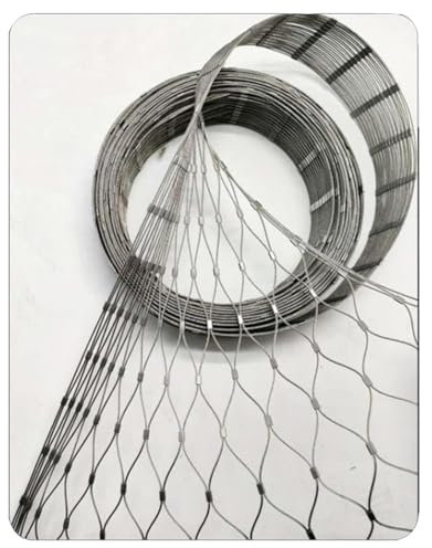GZHERVICES Flexible Stainless Steel Rope Mesh, Cable Balustrade Cable Mesh Bird Garden, Zoo Cage Fence Balcony Stair Wire Rope Protection Net Safety Net Plant Climbing Net(Silver-3mm,2x6m)