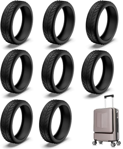 XOXVURI 8 Pezzi Luggage Wheel Covers Ruote Trolley Ricambio Trolley Wheels Replacement Luggage Travel Wheel Cover Luggage Wheels Silicone Cover Non-Slip With Noise Cancellation (Black)