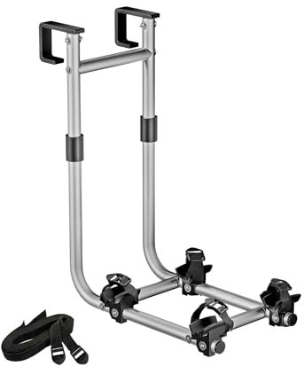 Wiltec Porte vélos pour Camping Car – capacité 2 pièces, 30 kg – en Aluminium et TPR – pour Échelle de Caravane roulotte – Tout Terrain, VTT, VAE, électriques – avec Sangles