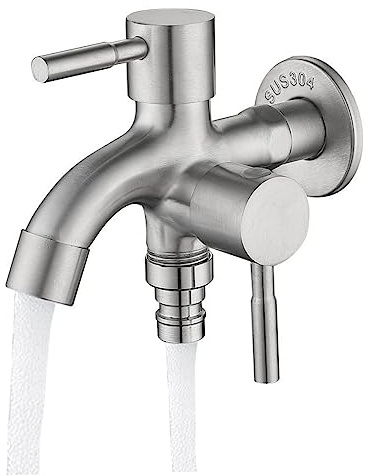 Tocca per esterni, rubinetto da giardino a doppio giardino da 1/2 pollici doppio rubinetto d'acqua in acciaio inossidabile resistente alla ruggine per, famiglia, industria
