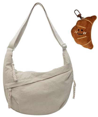 TYXHXTF Bolso de Media Luna para Mujer, Bandolera con Correa de Hombro Ajustable, para Viaje, Compras, Escuela, Oficina, Caqui