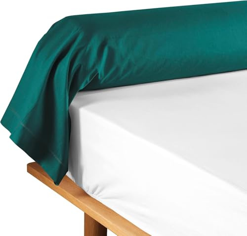 Promo Linge - Taie de Traversin 85x185 cm Lina – 100% Coton Doux et Respirant – Entretien Facile – Confort Naturel – Certifié Oeko-TEX – Housse Traversin Lit Adulte ou Enfant (Vert Emeraude)