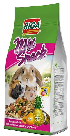 Riga - Mix Snack alla frutta - Alimento Integrativo per roditori - Conigli, Porcellini D'India, Octodon, Cincillà - Ricco di fibre e vitamine - Ricompensa naturale ideale - 85G