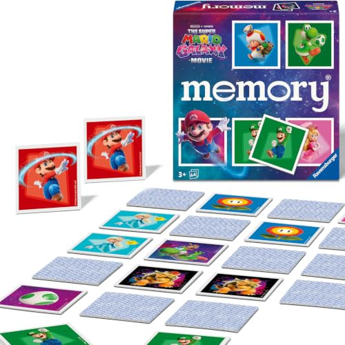 Ravensburger 25105 Memory® The Super Mario Galaxy Movie - Das weltbekannte Gedächtnisspiel mit 32 Kartenpaaren, für 2-8 Personen, ab 3 Jahren