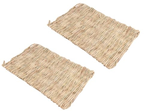 VALICLUD 2pezzi Tappetini di Paglia Intrecciata per Animali Domestici Nido per Dormire per Criceti Accessori per Animali Domestici Pad per Gabbia Colore Beige