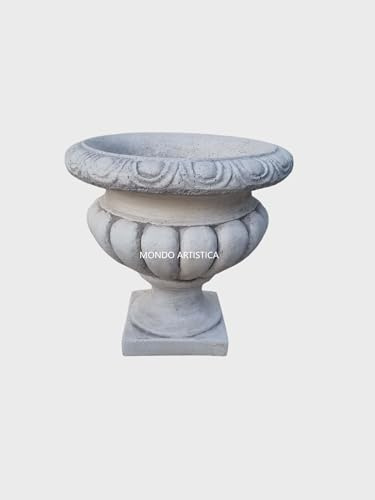 Mondo Artistica Vaso, fioriera, calice da giardino per esterno in cemento e polvere di marmo per piante e fiori, altezza 38 cm