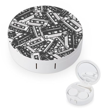 fkgvwo Contact Lens Case Black White Tape Contact Lens Holder Box Container Soak Storage Kit