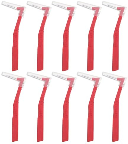 Gogogmee 10 st vinklade tandborstar för tandställning - L-formade interdentalborstar - 2,5 mm mjuka borstverktyg för tandrengöring för stora utrymmen med halkfritt handtag