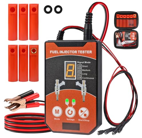 EVSTUL Fuel Injector Tester and Cleaner Kit for Cleaning Petrol Injectors | 5V/12V Output, 8 Pulse Modes, Tests 2 Injectors Simultaneously, 6 Adapters & Storage Box, Ideal for Petrol Cars & Motorcycles