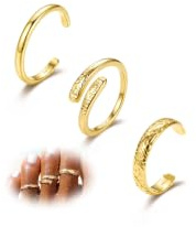 Roheafer 3 Pièces Bagues d'Orteil Réglables Femme Anneaux d'Orteil(Coast)