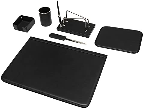 Maruse Leder Schreibtischunterlage – Italienisches Vollleder – Für Büro & Home Office Schreibtischset – Handgefertigt in Italien – Schwarz