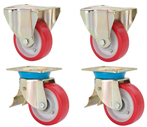Satz Schwerlastrollen PU-Rad 200 mm Transportrolle Lenk mit Bremse Bockrolle (200 mm)