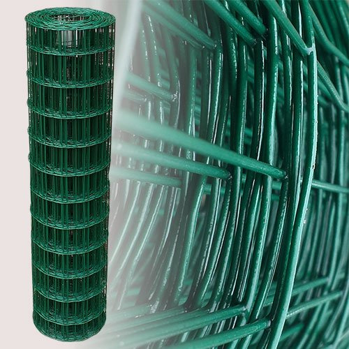 Garmix Grillage Jardin vert | Maille 7,5x10cm| Clôture Jardin Potager | Enclos Animaux Chien | Fils de Fer Galvanisé + PVC, Rouleau 25m (120cm)