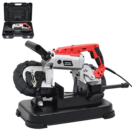 vidaXL Sega a Nastro con Base e Custodia Portatile Rapida Precisa Versatile Struttura Robusta Velocità Tavolo Inclinabile Saracco Seghetto in Acciaio