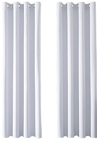 MRTREES 2 Pezzi Tende Oscuranti per Interni Isolanti Termiche con Occhielli Moderne Tende Coprenti Tinta Unita per Camera da Letto e Soggiorno Elegante 140x260 CM Grigio Perla