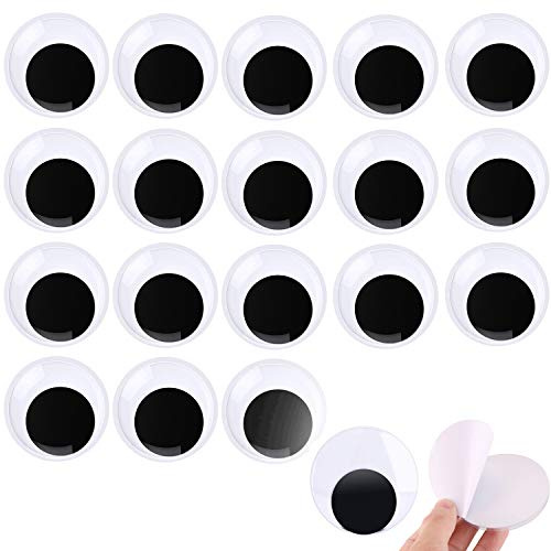 40 Pcs Googly Wiggle Eyes with self Adhesive, 1.57 inch Black Round Plastic for DIY Crafts Making