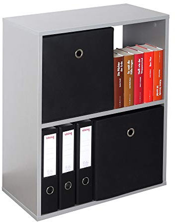 RICOO Bücherregal 2 Fächer 71 x 60 x 31 cm Regal Spannplatte aus Holz Modern grau WM111-PL, Standregal Büro Bücherregale, Regale & Ablagen, Druckerständer, Druckerregal, Aktenregal