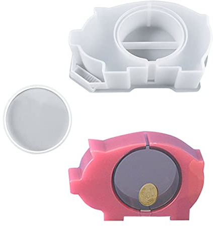KyeeaDIY Storage Bank Resin Molds Silicone Pig Shaped Box Molds Coin Holder Epoxy Resin，Box Casting Molds for DIY Coins, Jewelry Organizer Making