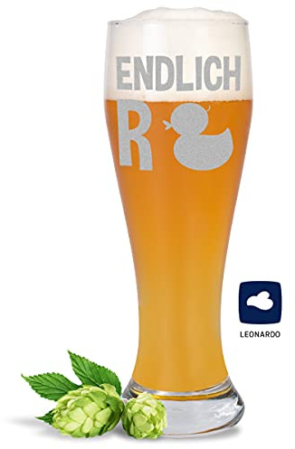 JUNIWORDS Weizenbierglas mit Gravur, Endlich R(ente), Bierglas
