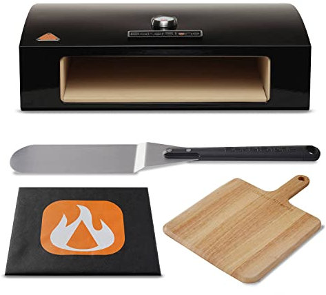 BakerStone Pizzaofen-Box-Kit mit Holz-Pizzaschaufel/Spatel, Drehschäler und Staubschutz, fünfseitiger Pizzastein Emaille Outdoor-Pizzaofen für Gasgrill Top Backöfen, O-ABDHX-O-000, Original-Serie