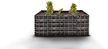 GABIONA - Jardinera elevada (largo x alto x ancho): 130 x 50 x 80 cm - Cesta de alambre galvanizado rectangular con fieltro como maceta para el jardín - Fácil montaje