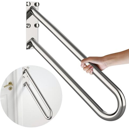 20 inch Stainless Steel Handrail for 1-3 Steps- 1.25 Tube, ZUEXT Chrome U Shaped Safety Grab Bar for Stairs, Wall Mounted Hand Railing for Outdoor Garage Interior Exterior Stairway