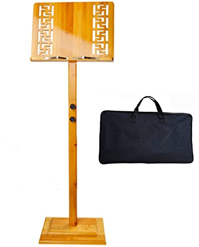 MLYY Notenständer Notenpult Orchester-Notenständer mit Tragetasche – Antik-Universal-Bücherregal aus Holz, Bühnenstudios, Büro, 110-135 cm, höhenverstellbar (Color : Wooden Color)