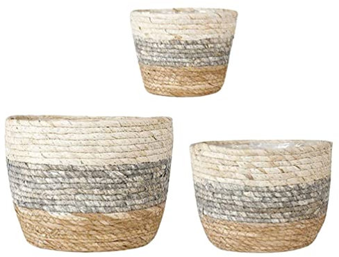 Happyyami 3stücke Gewebter Blumentopf Aus Stroh Blumenkorb Für Zuhause Woven Blumenbehälter Blumentopf Mit Webstruktur Stroh-blumenkorb Für Innenbereich
