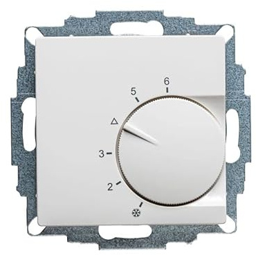 Ritzer Raumthermostat für Busch-Jaeger Balance SI, Gira System 55, Berker S1 B.3 B.7, Merten System M und Jung A & AS, Fußbodenheizung, 230V, alpinweiß (Gira Serie System 55)