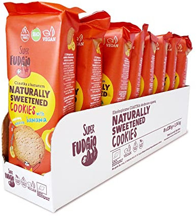 SUPER FUDGiO Biscotti biologici | biscotti vegani biologici naturalmente addolciti con agave – senza olio di palma | spuntini sani | 8 x 130 g