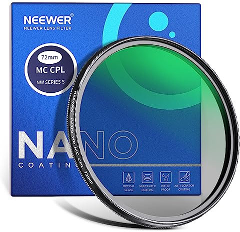 NEEWER 72mm Polfilter 24 Schichten Multi Resistant Nano MC CPL Zirkular Polarisationsfilter mit HD Glas/Ultra Slim für Kameraobjektive, Reflexion reduzieren/Kontrast verbessern/Blendung reduzieren