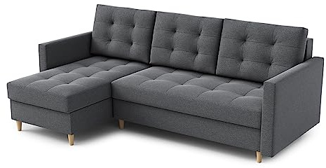 Ecksofa “DIVO” mit Schlaffunktion und Bettkasten - Sofa Bettsofa Couch L form 3 Sitzer Schlafsofa Schlafcouch - Eckcouch Möbel für Wohnzimmer 224 x 144 x 95 cm. Sofabett - Liegefläche: 202 x 140 cm